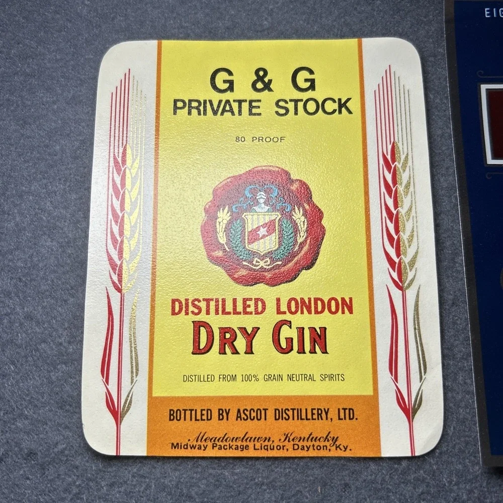 Vintage Lot of 7 Gin Alcohol Beverage Labels Collectible Bottle Labels‎